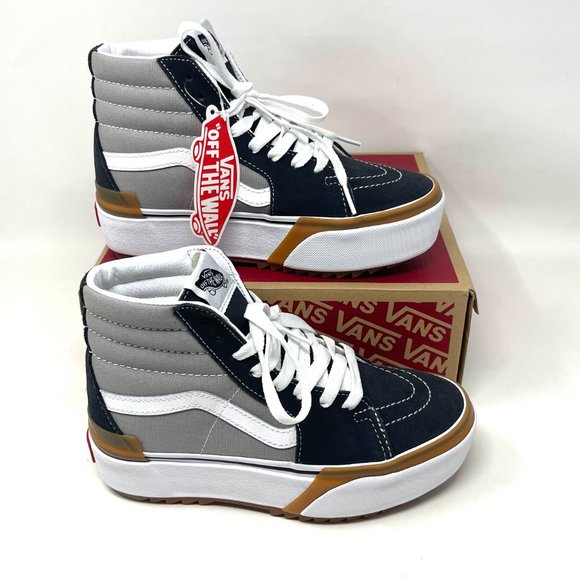 Vans Sk8 Hi Stacked Women Size Gray Black Skateboarding Suede Canvas VN0A4BTWIYP - Picture 2 of 11